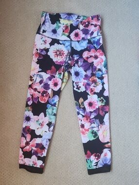 Old Navy Black Floral Multicolor Girls' Leggings